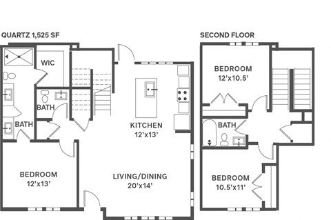 Quartz 2 Floor Plan at Slate at Fishers District, Indiana